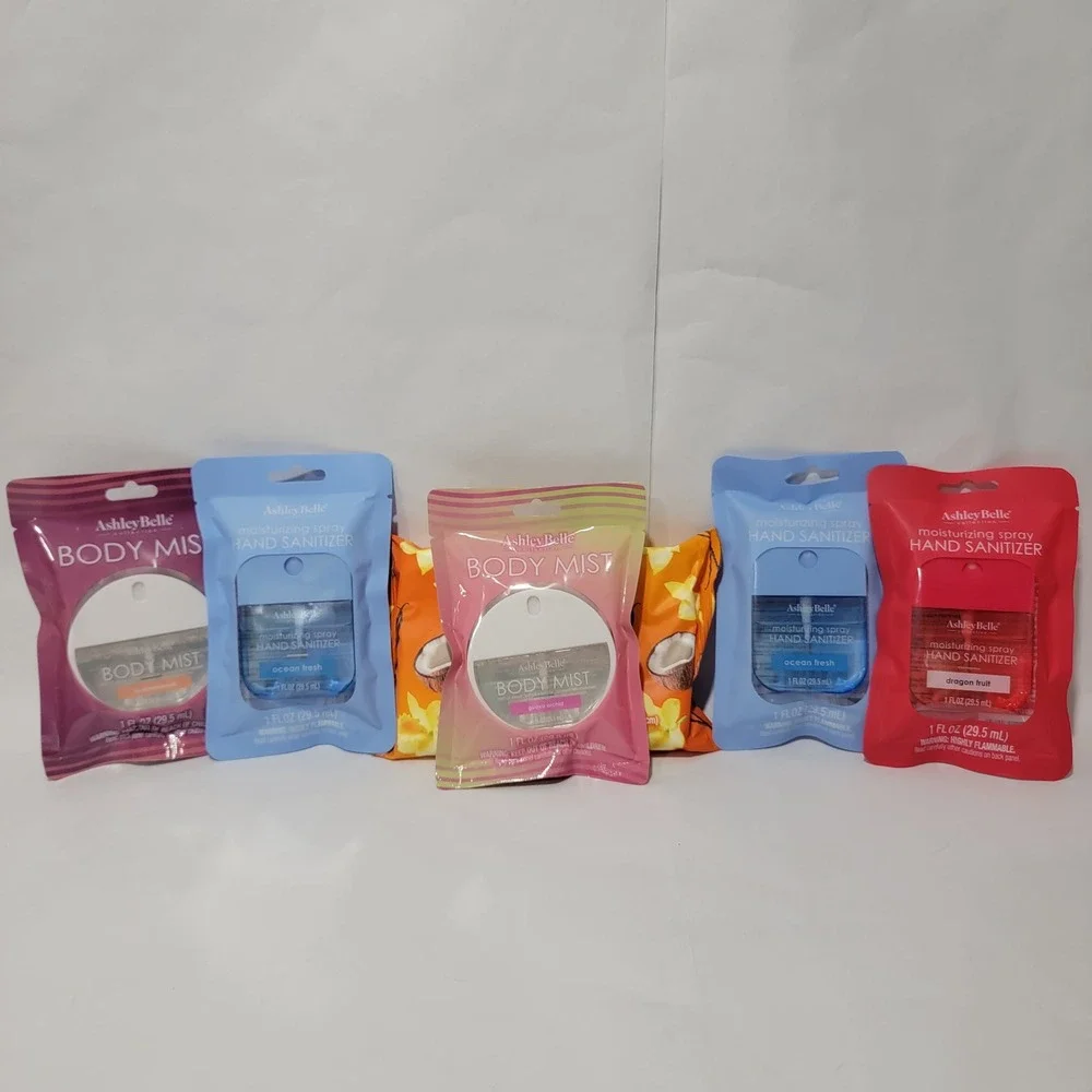 Ashley Belle Collection Hand Sanitizer Body Mist & Wipes 6pc Travel Bundle Set